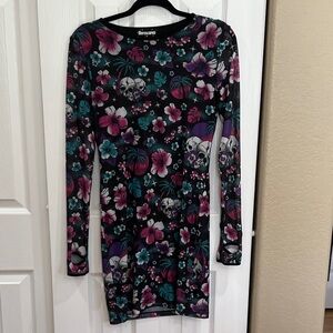 Horoscopez Dolls Kill Skull and floral Sleeve Dress Size Large